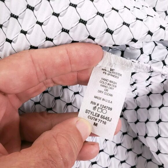 IC By Connie K Toggle Button Up Long Sleeve Shirt Womens Size Medium White Black - Picture 9 of 9